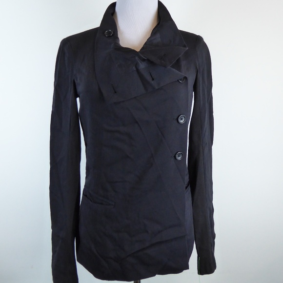 ELIZABETH & JAMES BLACK ASYMMETRICAL JACKET silk lined0